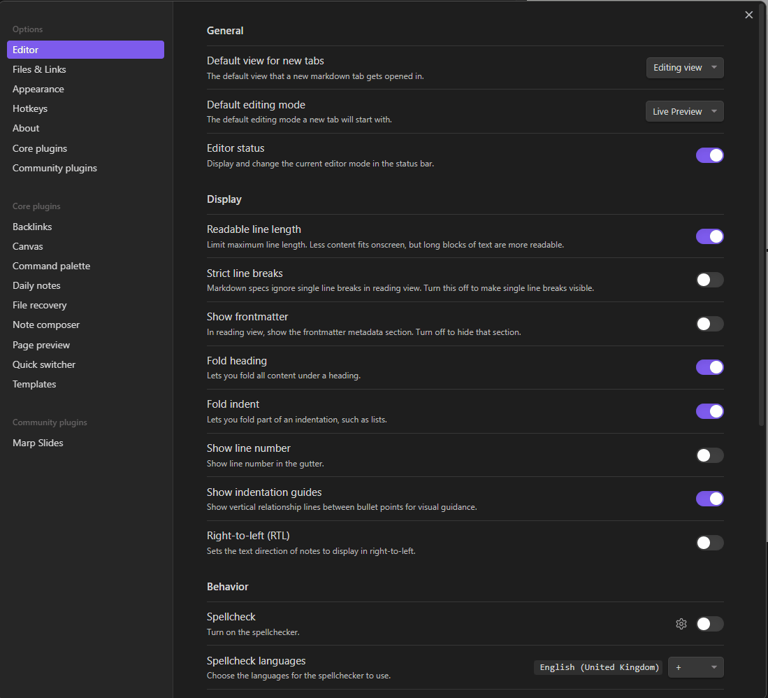 Vault Settings